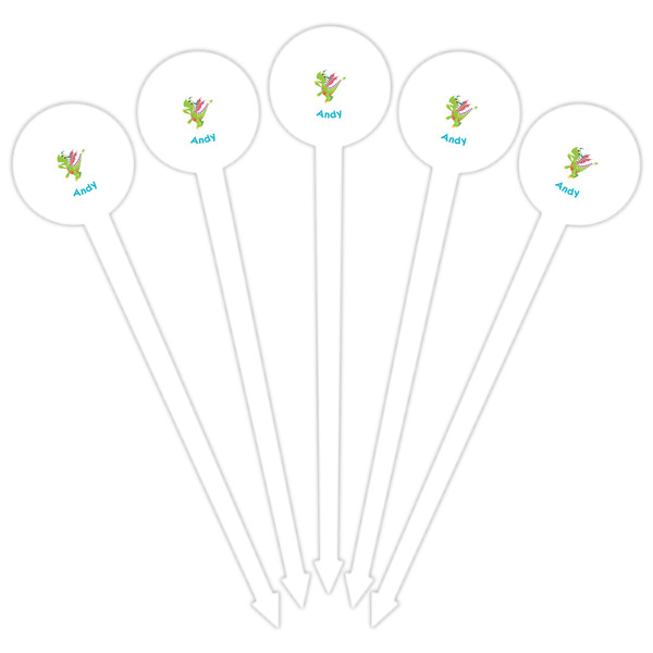 Dragons White Plastic 6" Food Pick - Round - Fan View