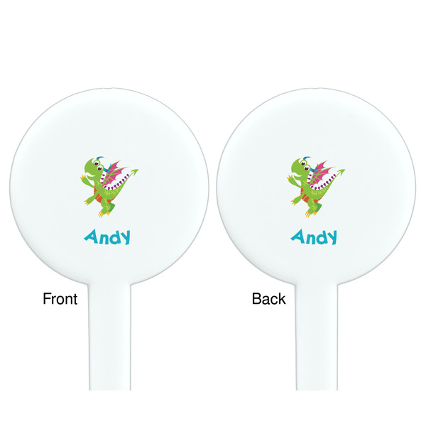 Dragons White Plastic 7" Stir Stick - Double Sided - Round - Front & Back
