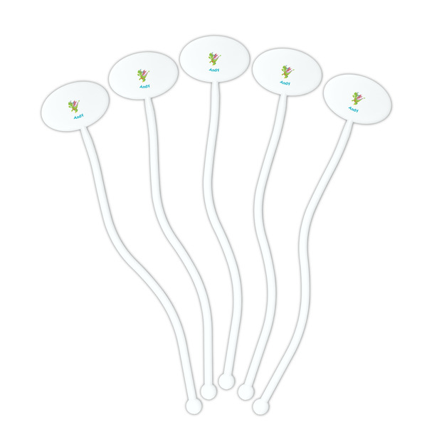 Dragons White Plastic 7" Stir Stick - Oval - Fan
