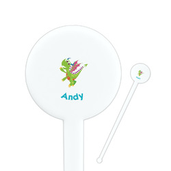 Dragons 7" Round Plastic Stir Sticks - White - Single Sided (Personalized)