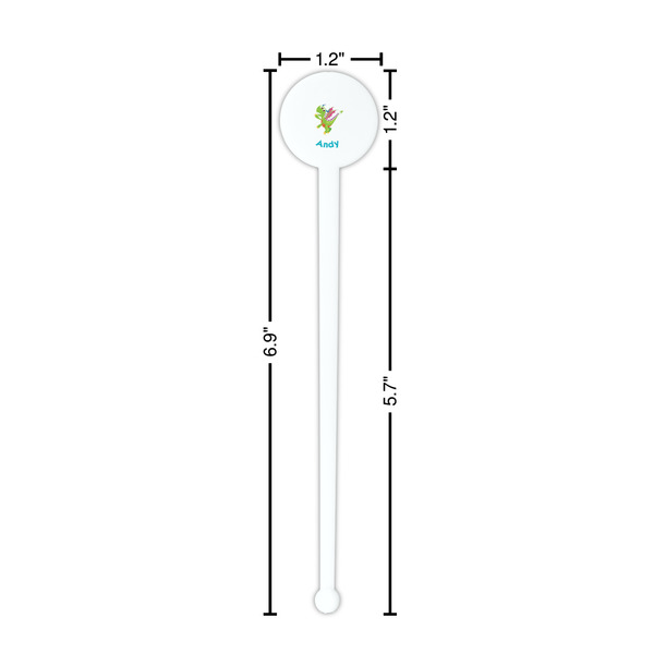 Dragons White Plastic 7" Stir Stick - Round - Dimensions