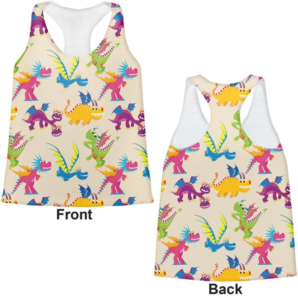 Dragons Womens Racerback Tank Tops - Medium - Front and Back