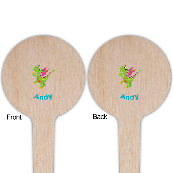 Dragons Wooden 4" Food Pick - Round - Double Sided - Front & Back