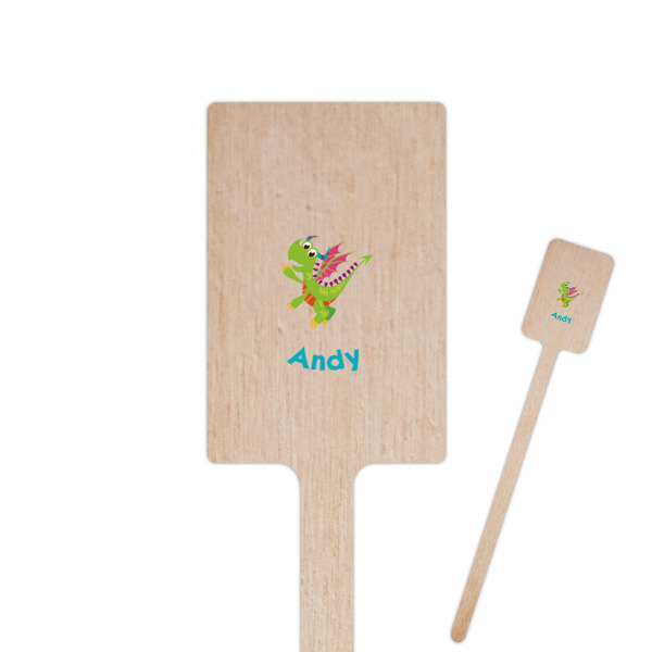 Custom Dragons 6.25" Rectangle Wooden Stir Sticks - Single Sided (Personalized)