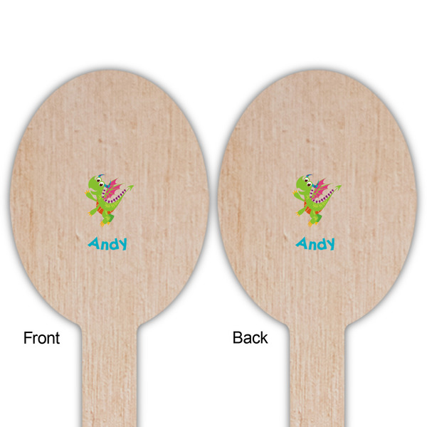 Dragons Wooden Food Pick - Oval - Double Sided - Front & Back