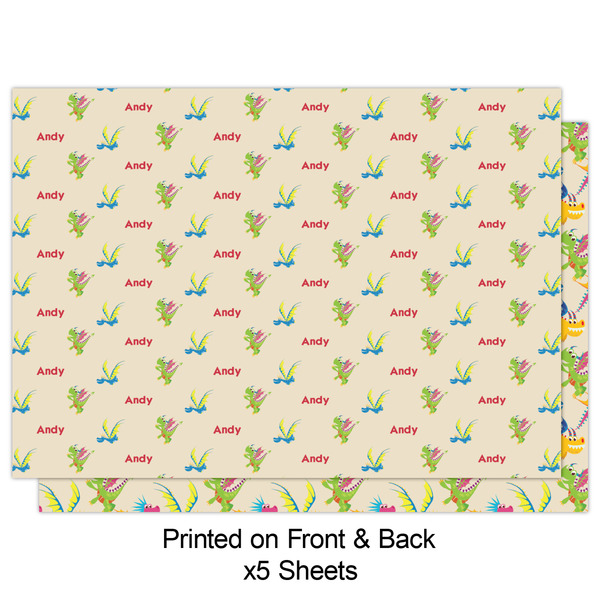 Dragons Wrapping Paper Sheet - Double Sided - Front