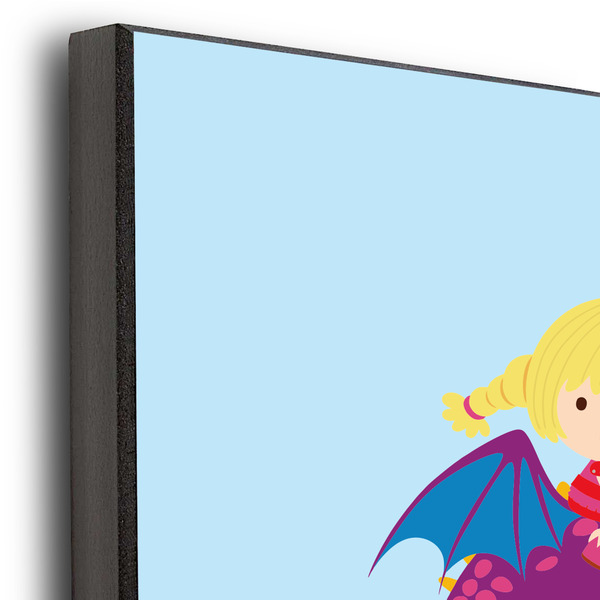 Girl Flying on a Dragon 11x14 Wood Print - Closeup