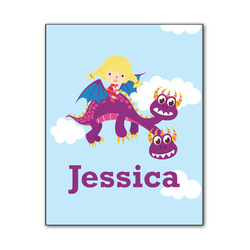Girl Flying on a Dragon Wood Print - 11x14 (Personalized)