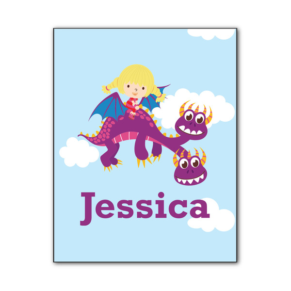 Custom Girl Flying on a Dragon Wood Print - 11x14 (Personalized)