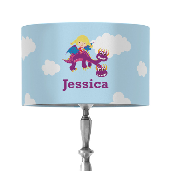 Custom Girl Flying on a Dragon 12" Drum Lamp Shade - Fabric (Personalized)