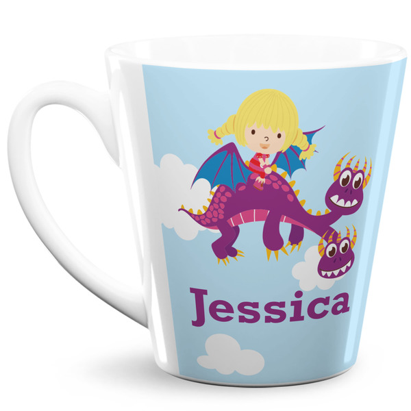 Custom Girl Flying on a Dragon 12 Oz Latte Mug (Personalized)