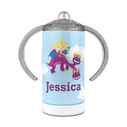 Girl Flying on a Dragon 12 oz Stainless Steel Sippy Cup (Personalized)