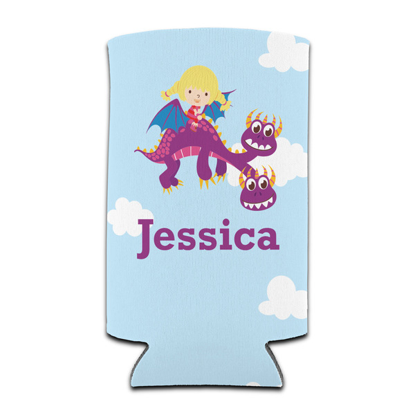 Custom Girl Flying on a Dragon Can Cooler (tall 12 oz) (Personalized)