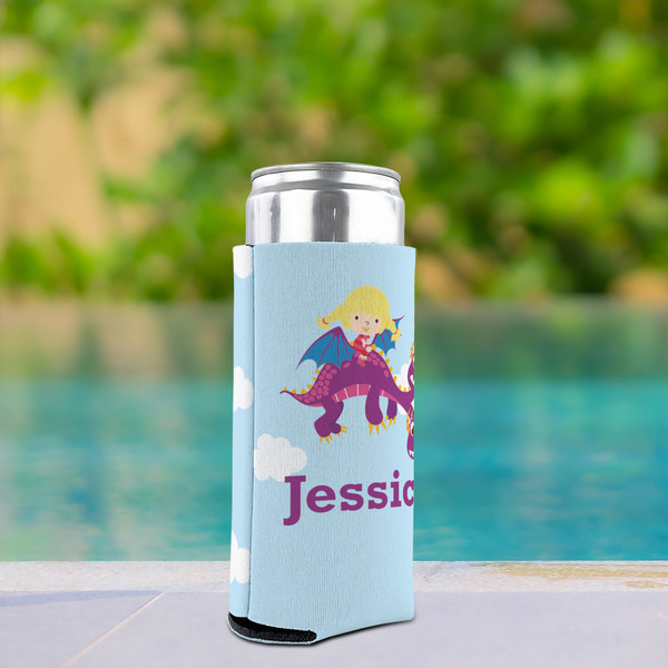 Girl Flying on a Dragon Can Cooler - Tall 12oz - In Context