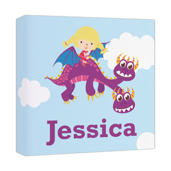 Girl Flying on a Dragon Canvas Print - 12x12 (Personalized)