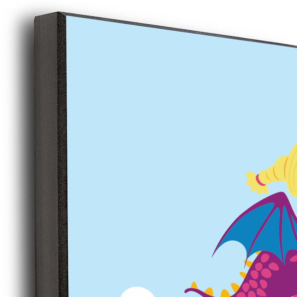 Girl Flying on a Dragon 12x12 Wood Print - Closeup