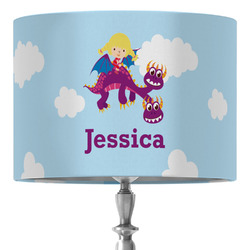 Girl Flying on a Dragon 16" Drum Lamp Shade - Fabric (Personalized)