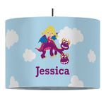 Girl Flying on a Dragon 16" Drum Pendant Lamp - Fabric (Personalized)