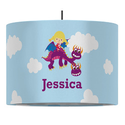 Girl Flying on a Dragon Drum Pendant Lamp (Personalized)
