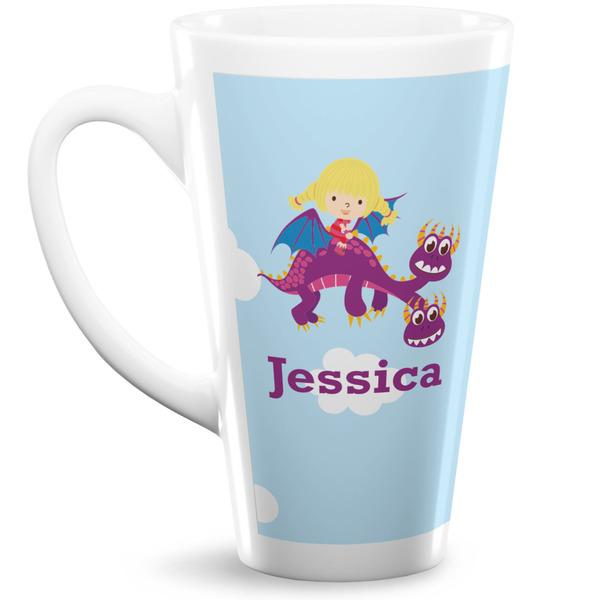 Custom Girl Flying on a Dragon Latte Mug (Personalized)