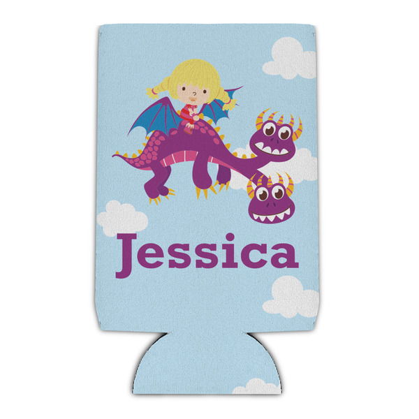 Custom Girl Flying on a Dragon Can Cooler (16 oz) (Personalized)