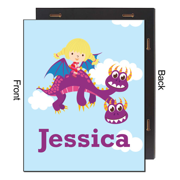 Girl Flying on a Dragon 16x20 Wood Print - Front & Back View