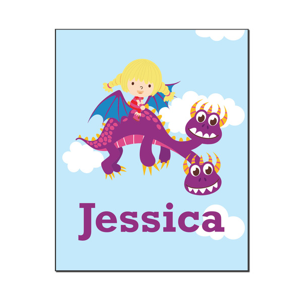 Custom Girl Flying on a Dragon Wood Print - 16x20 (Personalized)