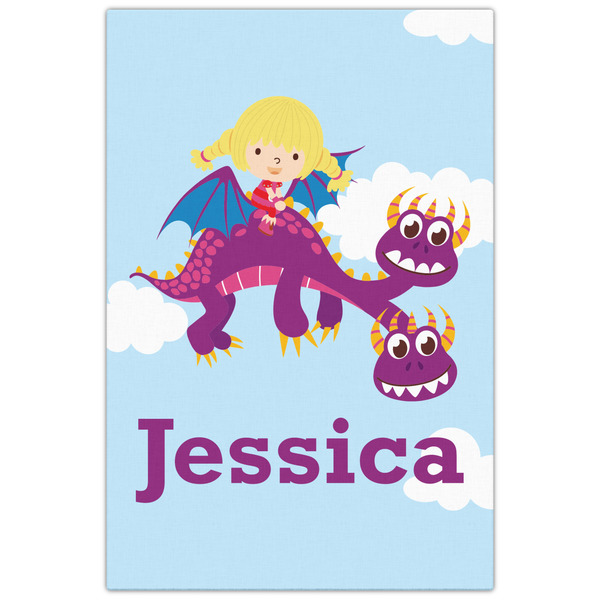 Girl Flying on a Dragon 20x30 - Canvas Print - Front View