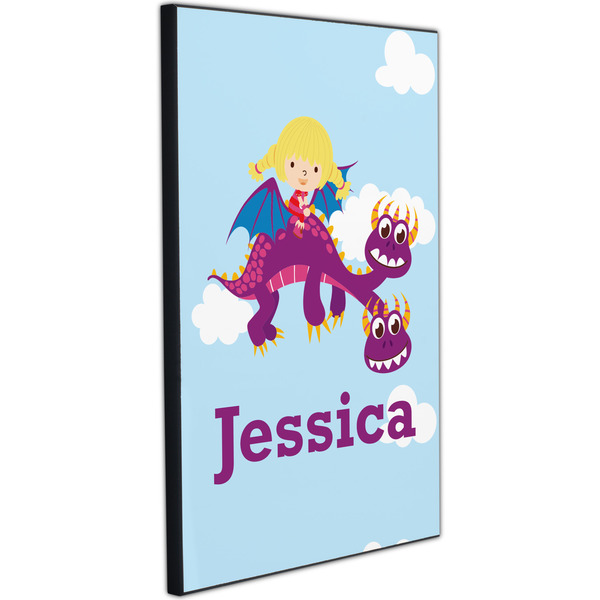 Girl Flying on a Dragon 20x30 Wood Print - Angle View