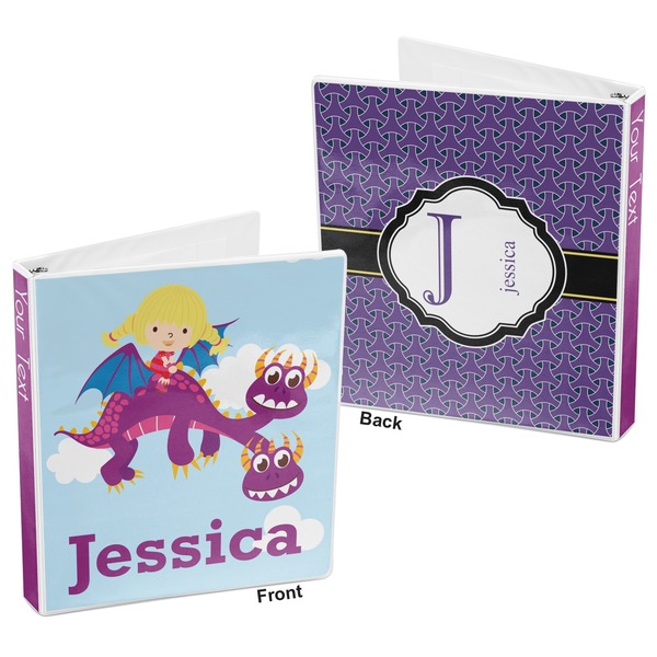 Girl Flying on a Dragon 3-Ring Binder Front and Back