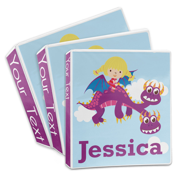 Custom Girl Flying on a Dragon 3-Ring Binder (Personalized)