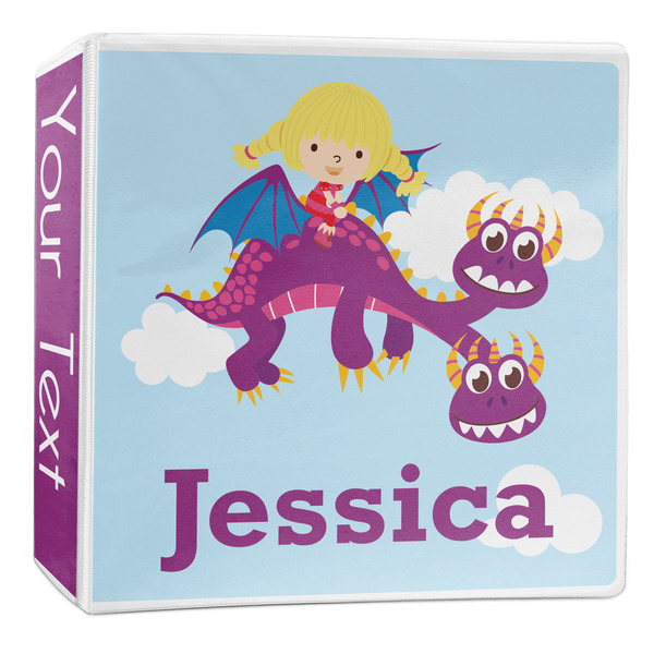 Custom Girl Flying on a Dragon 3-Ring Binder - 2 inch (Personalized)