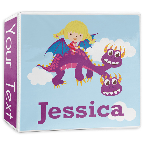 Custom Girl Flying on a Dragon 3-Ring Binder - 3 inch (Personalized)