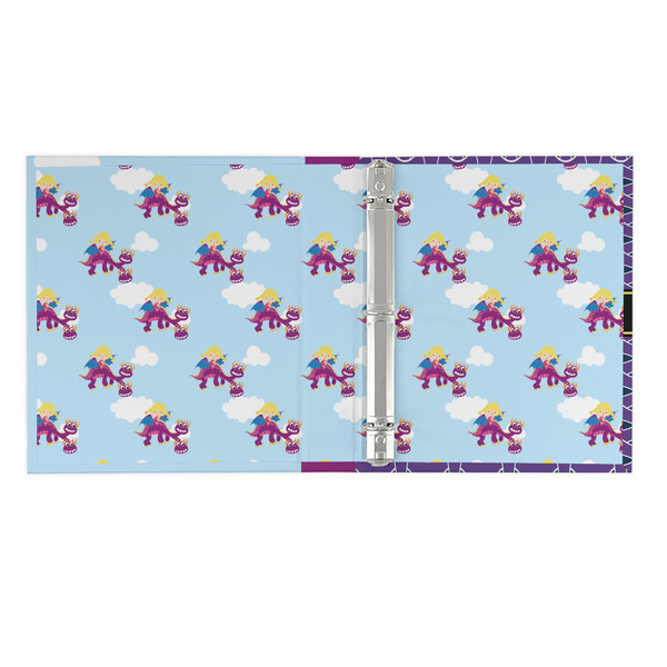 Girl Flying on a Dragon 3 Ring Binders - Full Wrap - 1" - OPEN INSIDE
