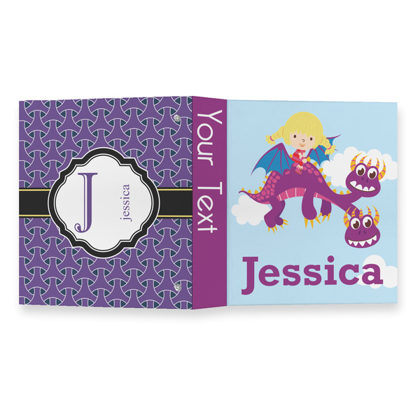 Girl Flying on a Dragon 3 Ring Binders - Full Wrap - 1" - OPEN OUTSIDE