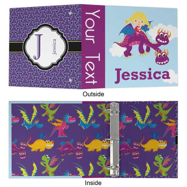 Girl Flying on a Dragon 3 Ring Binders - Full Wrap - 2" - APPROVAL