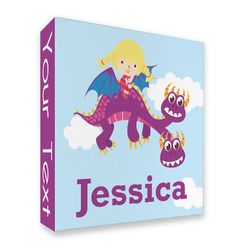 Girl Flying on a Dragon 3 Ring Binder - Full Wrap - 2" (Personalized)