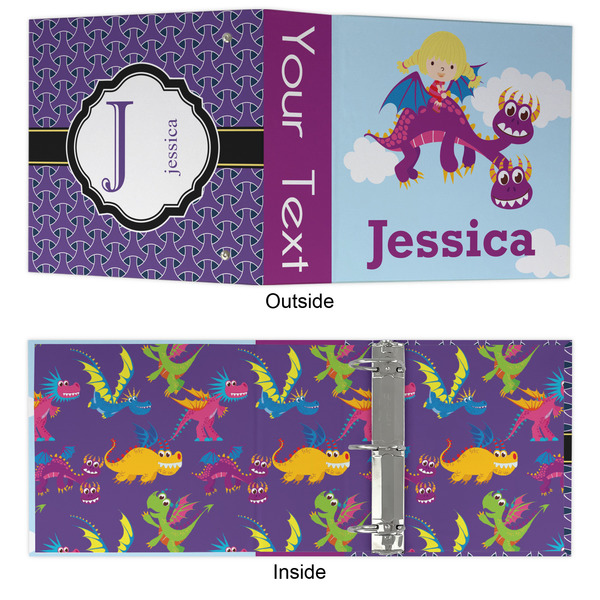 Girl Flying on a Dragon 3 Ring Binders - Full Wrap - 3" - APPROVAL