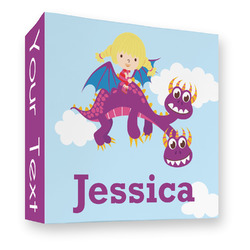 Girl Flying on a Dragon 3 Ring Binder - Full Wrap - 3" (Personalized)