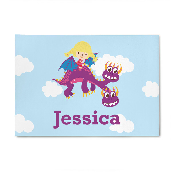 Custom Girl Flying on a Dragon 4' x 6' Indoor Area Rug (Personalized)