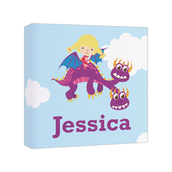 Custom Girl Flying on a Dragon Canvas Print - 8x8 (Personalized)