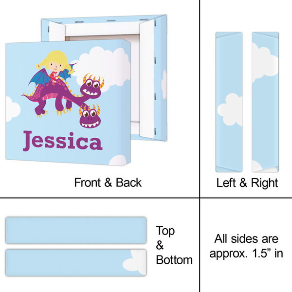 Girl Flying on a Dragon 8x8 - Canvas Print - Approval