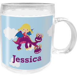 Girl Flying on a Dragon Acrylic Kids Mug (Personalized)