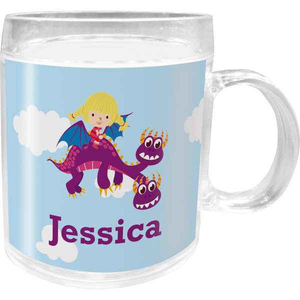 Custom Girl Flying on a Dragon Acrylic Kids Mug (Personalized)