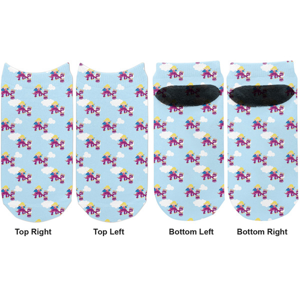 Girl Flying on a Dragon Adult Ankle Socks - Double Pair - Front and Back - Apvl