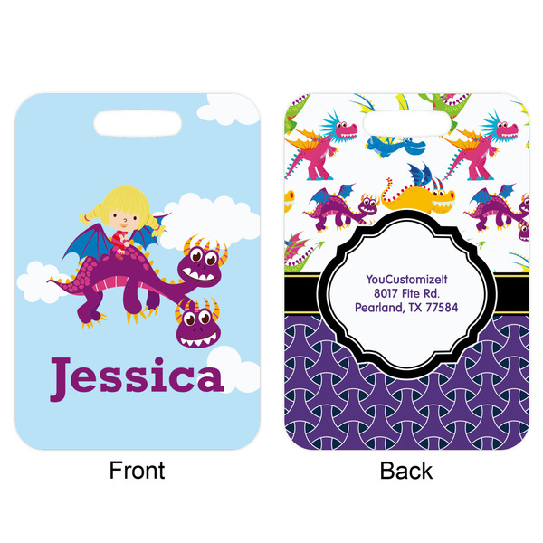 Girl Flying on a Dragon Aluminum Luggage Tag (Front + Back)