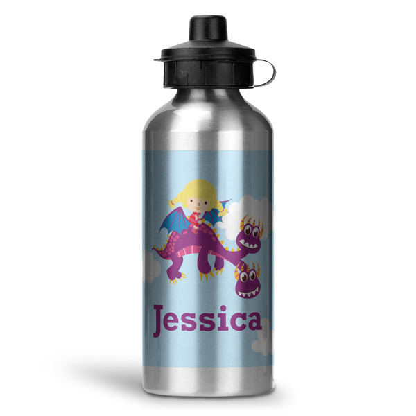 Custom Girl Flying on a Dragon Water Bottles - 20 oz - Aluminum (Personalized)