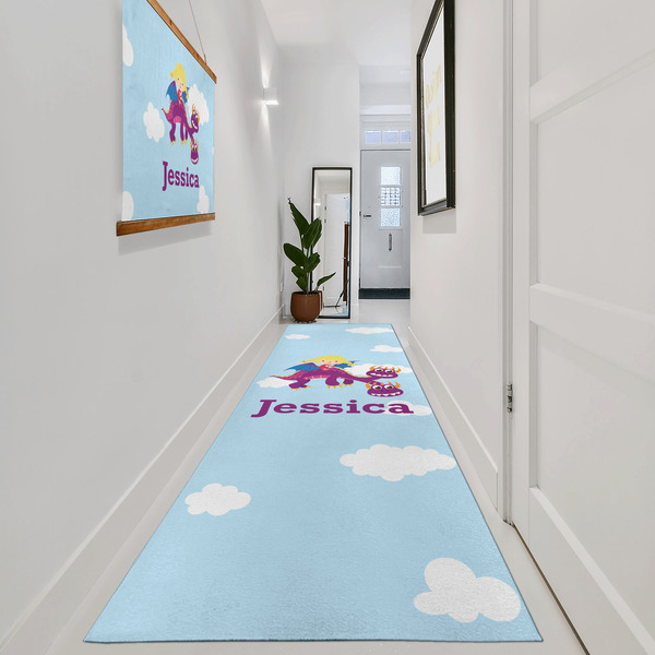 Girl Flying on a Dragon Area Rug Sizes - In Context (vertical)