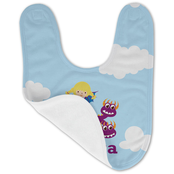 Girl Flying on a Dragon Baby Bib - AFT folded