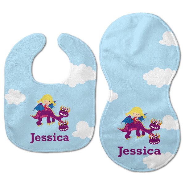 Girl Flying on a Dragon Baby Bib & Burp Set - Approval (new bib & burp)